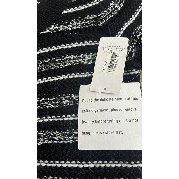 Rachel Roy Wool Blend Button Down Cardigan Fringed Black Size XS Whimsigoth New - Picture 8 of 11